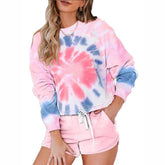 Bleach Tie Dye Two Piece Lounge Set Sweatsuit Shorts Set